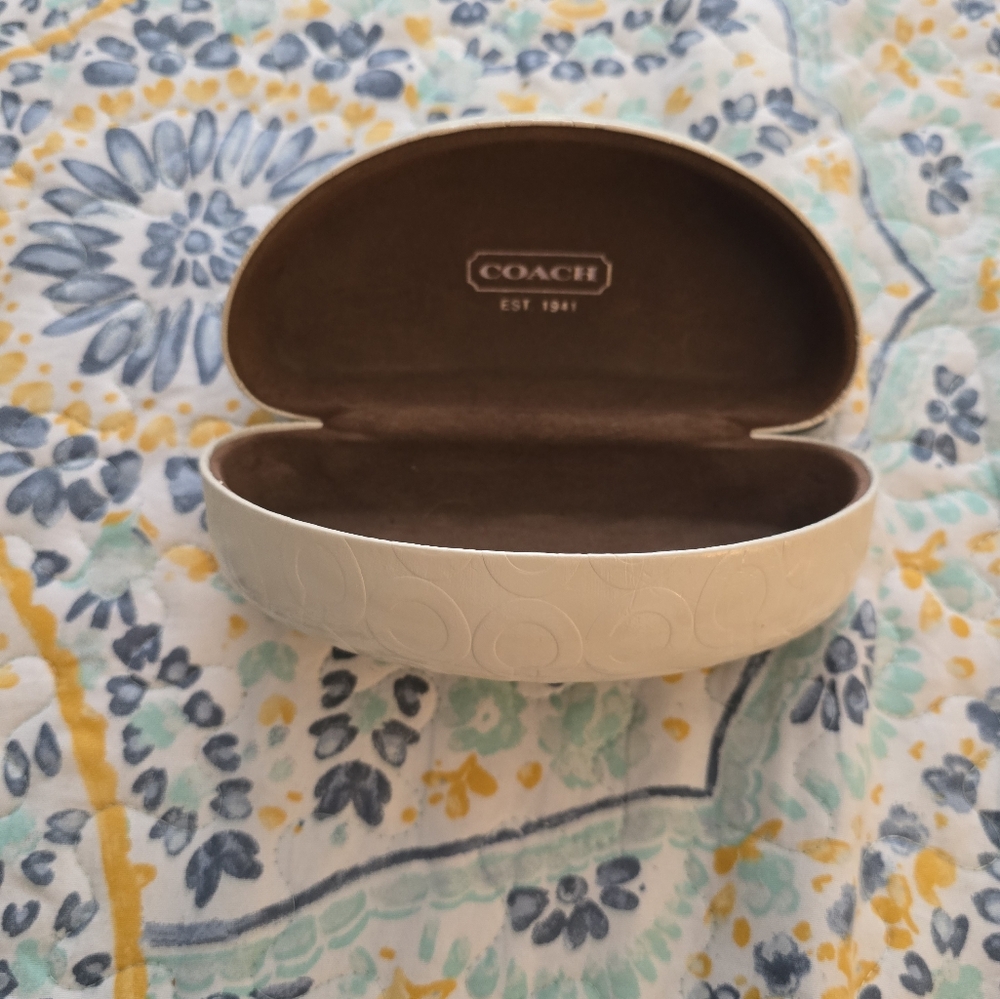 Coach Cream and Brown Sunglasses Case